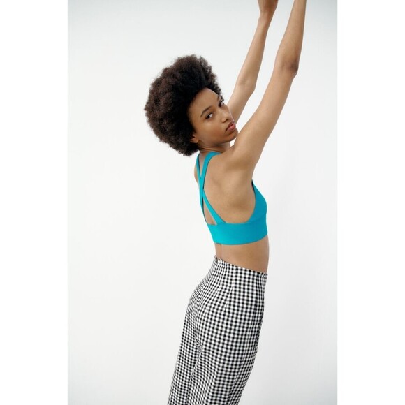 Gingham Print Zara High Waist Cropped Trouser Pants (NWT) - Picture 5 of 11